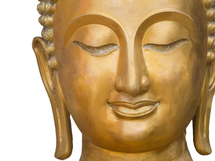 Golden Buddha head statue