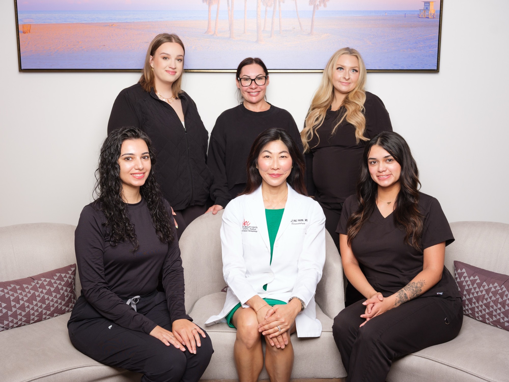 Dr. Justine Park and the Skin & Beauty Center care team in the office