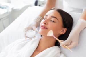 Woman relaxing while getting a chemical peel in Los Angeles, CA
